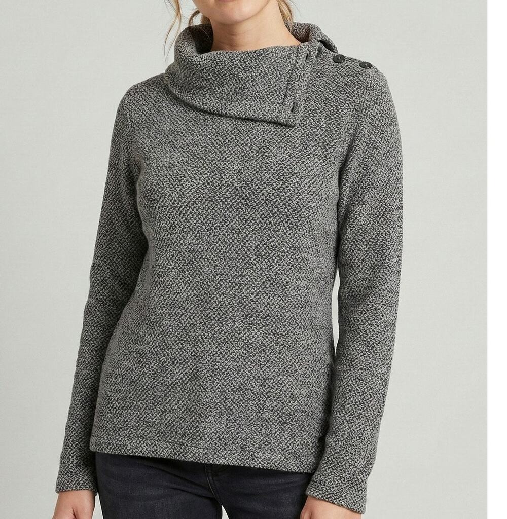 Merrell Small Gray Sweater Button Cowl Neck Helio Soft Knit